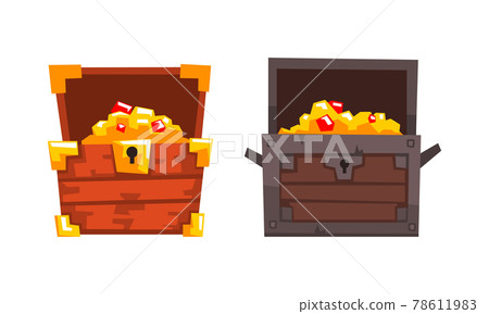 Treasure Chests Set, Opened Old Chest with Gold and Precious Stones Cartoon Vector Illustration Treasure Chests Set, Opened Old Chest with Gold and Precious Stones Cartoon Vector Illustration 78611983