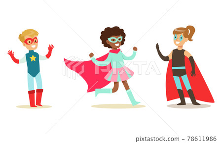 Set of Happy Smiling Boys and Girls in Superhero Costumes, Super Kids Characters Cartoon Vector Illustration Set of Happy Smiling Boys and Girls in Superhero Costumes, Super Kids Characters Cartoon Vector Illustration 78611986