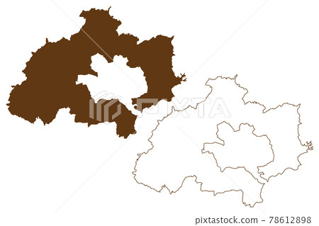 Kaiserslautern district (Federal Republic of Germany, State of Rhineland-Palatinate) map vector illustration, scribble sketch Kaiserslautern map 78612898
