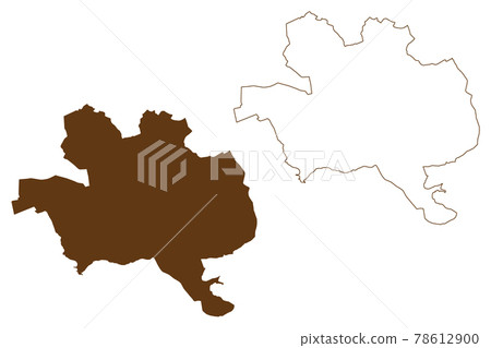 Kaiserslautern city (Federal Republic of Germany, State of Rhineland-Palatinate, Urban district) map vector illustration, scribble sketch Kaiserslautern map 78612900