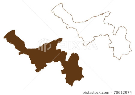 Mainz-Bingen district (Federal Republic of Germany, State of Rhineland-Palatinate) map vector illustration, scribble sketch Mainz Bingen map 78612974