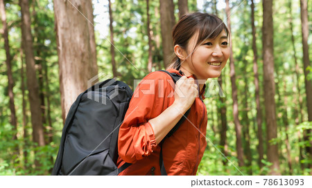 Young woman hiking in the mountains 78613093