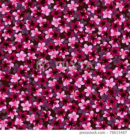 Seamless pattern with blossoming Japanese cherry sakura for fabric,packaging,wallpaper,textile decor,design, invitations,print,gift wrap,manufacturing.Pink and fuchsia flowers on heavenly background. Seamless pattern with blossoming Japanese cherry sakura for fabric,packaging,wallpaper,textile decor,design, invitations,print,gift wrap,manufacturing.Pink and fuchsia flowers on heavenly background. 78613487