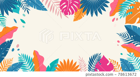 Hello Summer concept design, summer panorama, abstract illustration with jungle exotic leaves Hello Summer concept design, summer panorama, abstract illustration with jungle exotic leaves 78613672