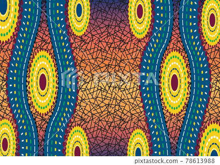 African Wax Print fabric, Ethnic handmade ornament for your design, Ethnic and tribal motifs geometric elements. Vector texture, afro textile Ankara fashion style. Pareo wrap dress, batik style 78613988