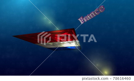 French flag and country name text 6-3-1 flying in space 78616460