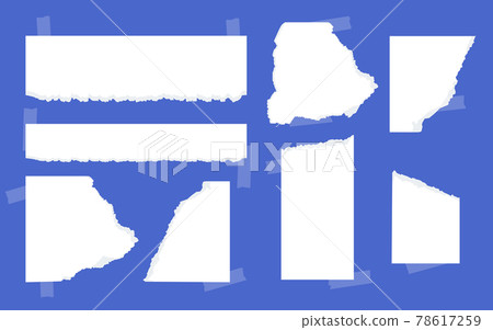 Piece white torn paper memo sheet chunk set vector 78617259