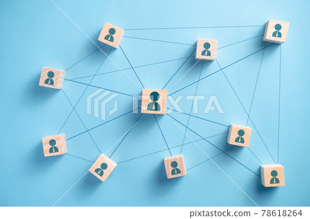 Wooden block with people icon teamwork business group. 78618264