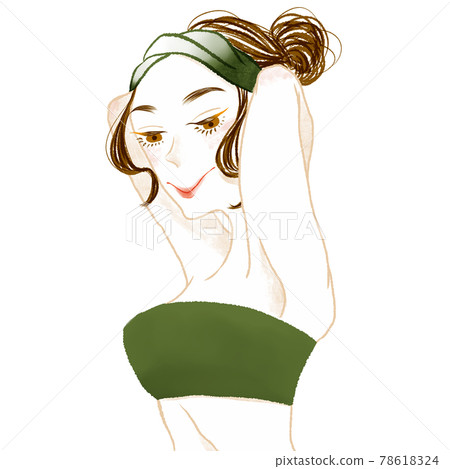 A woman raising her arms in a swimsuit A woman raising her arms in a swimsuit 78618324