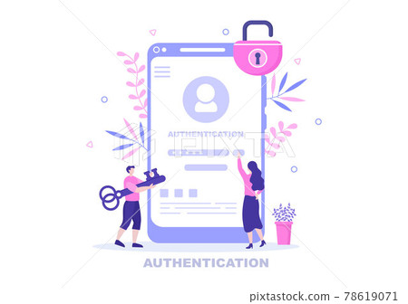 Authentication Security Vector Illustration Via Phone Or Computer For Code Message Shield And Password Secure Notice Login 78619071