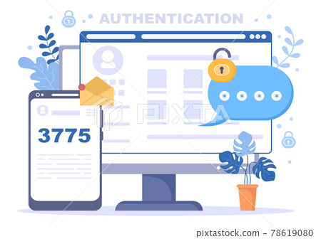 Authentication Security Vector Illustration Via Phone Or Computer For Code Message Shield And Password Secure Notice Login Authentication Security Vector Illustration Via Phone Or Computer For Code Message Shield And Password Secure Notice Login 78619080