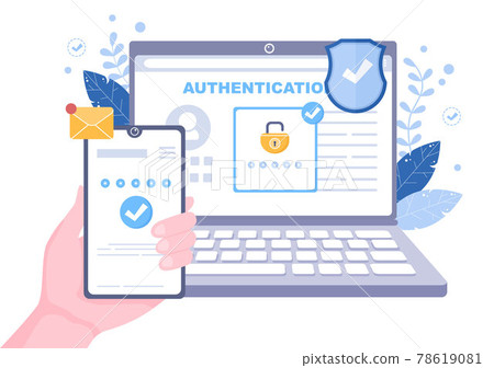 Authentication Security Vector Illustration Via Phone Or Computer For Code Message Shield And Password Secure Notice Login Authentication Security Vector Illustration Via Phone Or Computer For Code Message Shield And Password Secure Notice Login 78619081