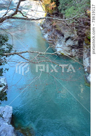 A pure mountain stream over which "Kazura Bridge" is built A pure mountain stream over which "Kazura Bridge" is built 78619117