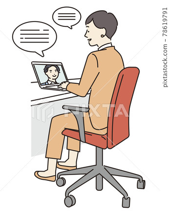 Simple illustration business person having an online meeting 78619791