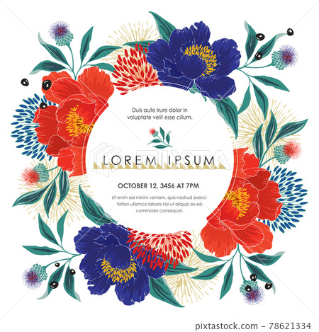 Vector illustration of a beautiful floral frame for Wedding, anniversary, birthday and party. Design for invitation card, picture frame, poster, scrapbook Vector illustration of a beautiful floral frame for Wedding, anniversary, birthday and party. Design for invitation card, picture frame, poster, scrapbook 78621334