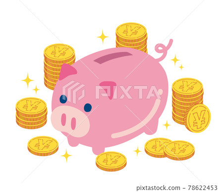 Illustration of coin and pig piggy bank 78622453