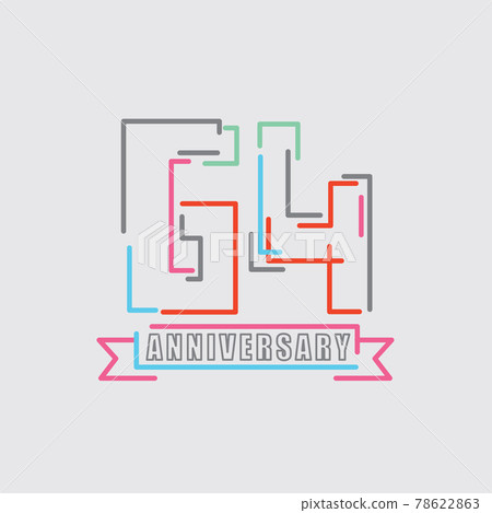 64th Years Anniversary Logo Birthday Celebration Abstract Design Vector Illustration. 78622863