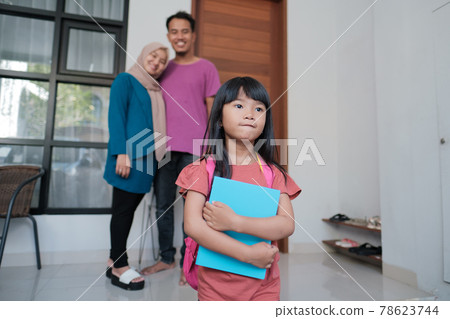 beautiful asian primary student going to school in the morning beautiful asian primary student going to school in the morning 78623744