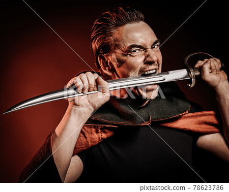Portrait of strong courage fervor man warrior in 78623786