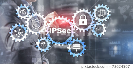 IP Security. Data Protection Protocols. Blue Technology Background. IPSec IP Security. Data Protection Protocols. Blue Technology Background. IPSec 78624507