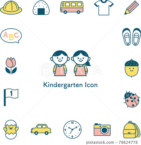 幼兒園老師和圖標集 幼兒園老師和圖標集 78624778