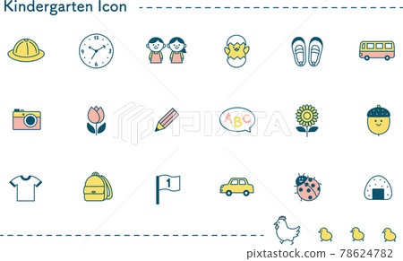 Cute kindergarten icon set (3 colors) 78624782