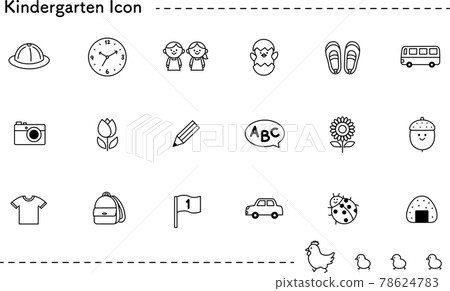 Cute kindergarten icon set (line drawing) 78624783
