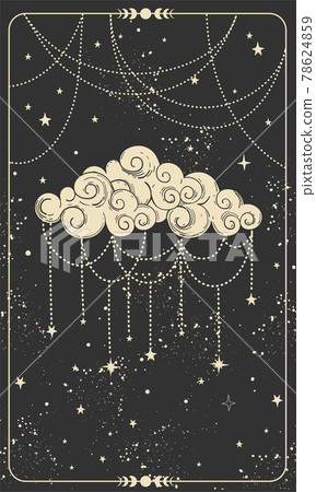 Tarot card with ornate cloud. Magic card, boho... - Stock Illustration  [78624859] - PIXTA