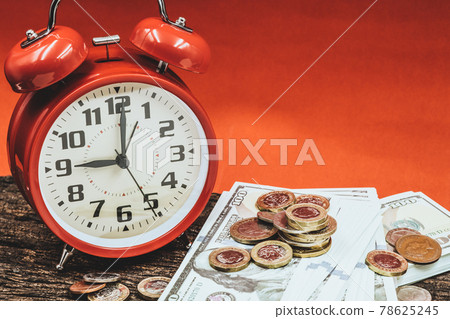 money time clock for business financial times working hours for wealth rich income concept. money time clock for business financial times working hours for wealth rich income concept. 78625245