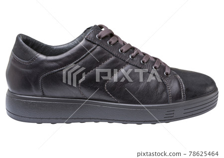 men's black leather shoes, for everyday use, on a white background, sports footwear men's black leather shoes, for everyday use, on a white background, sports footwear 78625464