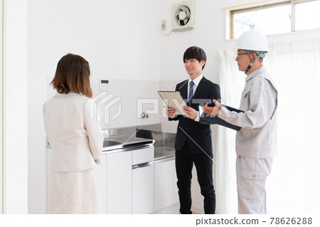 Image of home remodeling meeting, owner, salesman, on-site supervisor Image of home remodeling meeting, owner, salesman, on-site supervisor 78626288