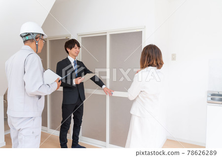 Image of home remodeling meeting, owner, salesman, on-site supervisor Image of home remodeling meeting, owner, salesman, on-site supervisor 78626289