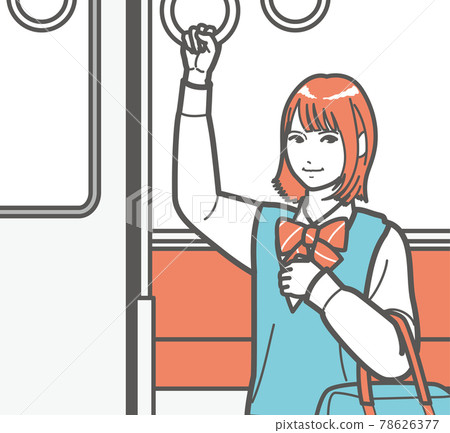 High school girl holding on to a strap ④ High school girl holding on to a strap ④ 78626377