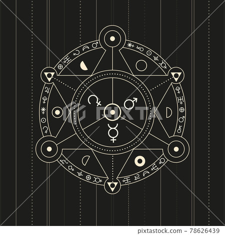 alchemic ornament, circle of invocation, esoteric signs 78626439