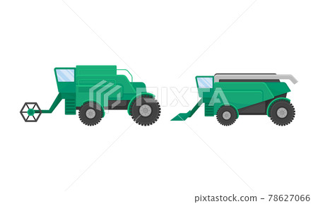 Heavy Machinery for Agricultural Work and Farming Industry Vector Set 78627066