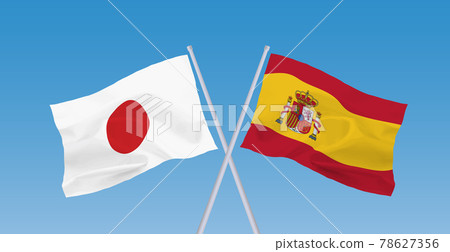 Flags of Japan and Spain 78627356