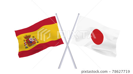 日本和西班牙的旗幟 78627719