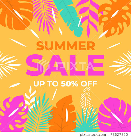 Summer sale Background with tropical leaves for poster and banner Summer sale Background with tropical leaves for poster and banner 78627830