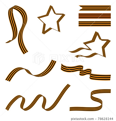 Set of St. George ribbons for the Victory Day holiday on May 9. Vector image on a white background. Set of St. George ribbons for the Victory Day holiday on May 9. Vector image on a white background. 78628144