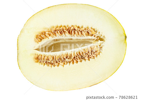 Close up view of fresh melon isolated on white background. Close up view of fresh melon isolated on white background. 78628621