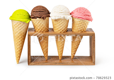 ice cream waffle cone on white background 78629323