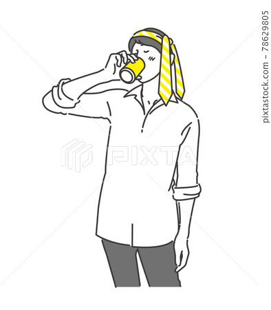 Illustration of a businessman drinking with a tie wrapped around his head Vector 78629805
