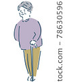 Elderly man drawn with loose lines 78630596