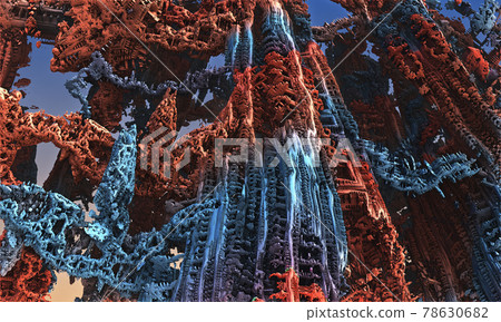 fractal geometric world of intertwining blue and orange columns 78630682