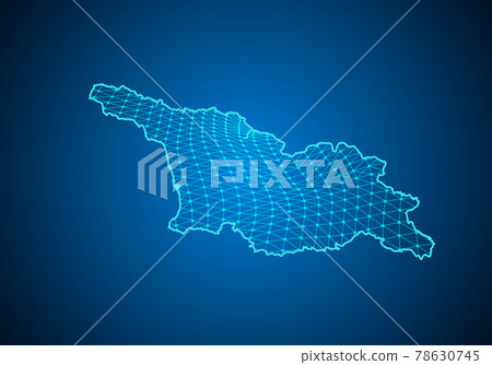 Abstract digital map of georgia South Ossetia with particles dots and line. polygonal network business. Wireframe landscape background. Big Data. 3d futuristic. Global network connection. 78630745