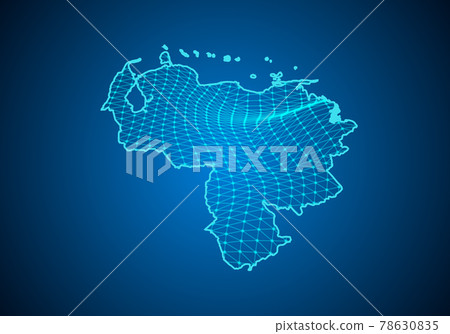 Abstract digital map of venezuela with particles dots and line. polygonal network business. Wireframe landscape background. Big Data. 3d futuristic. Global network connection. 78630835