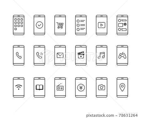 Smartphone and app icon set Smartphone... - Stock Illustration ...