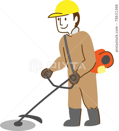 A man doing weeding work using a brush cutter 78631366