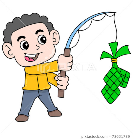 a boy is fishing for Eid al Fitr special food, doodle icon image kawaii a boy is fishing for Eid al Fitr special food, doodle icon image kawaii 78631789