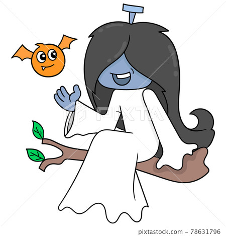 Sadako ghost is sitting on a tree branch, doodle icon image kawaii Sadako ghost is sitting on a tree branch, doodle icon image kawaii 78631796